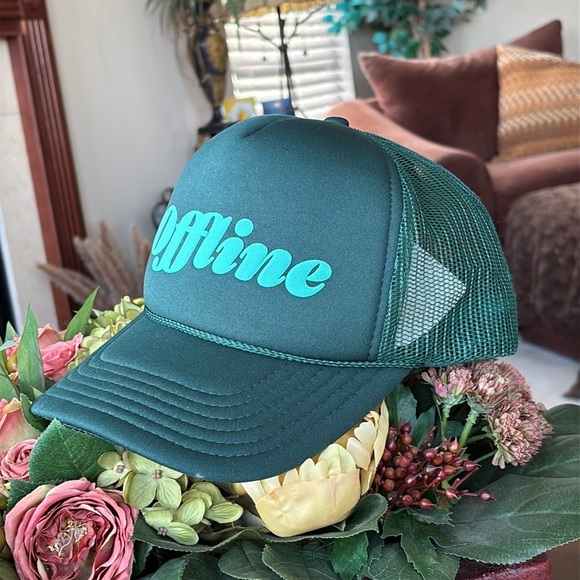 Brand New Ulta Beauty Green Teal “Offline” Trucker Hat Adjustable Baseball Cap - Picture 5 of 15